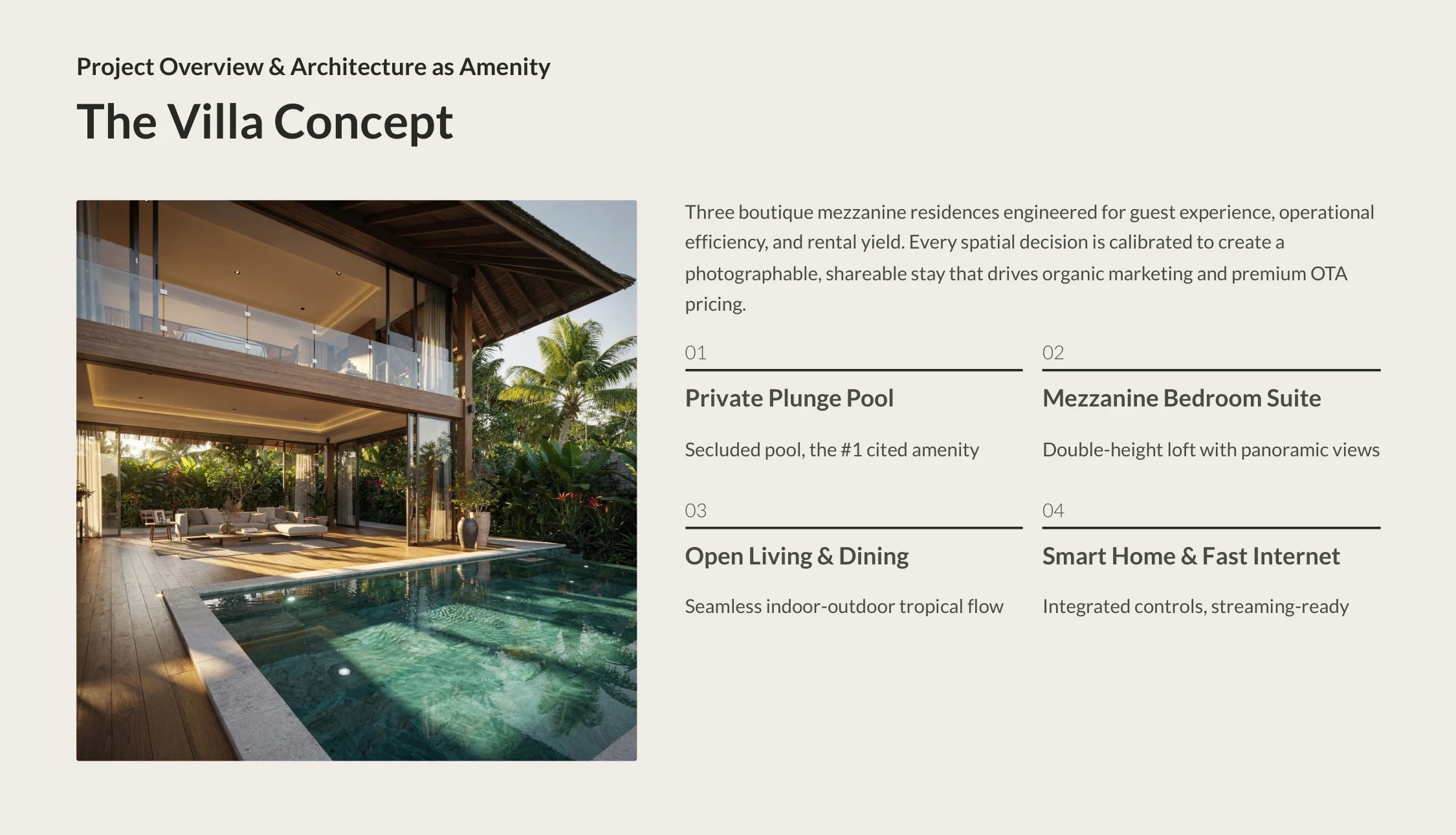 Tangeb Mezzanine Villas — Villa Concept: Private Plunge Pool, Mezzanine Bedroom, Open Living, Smart Home