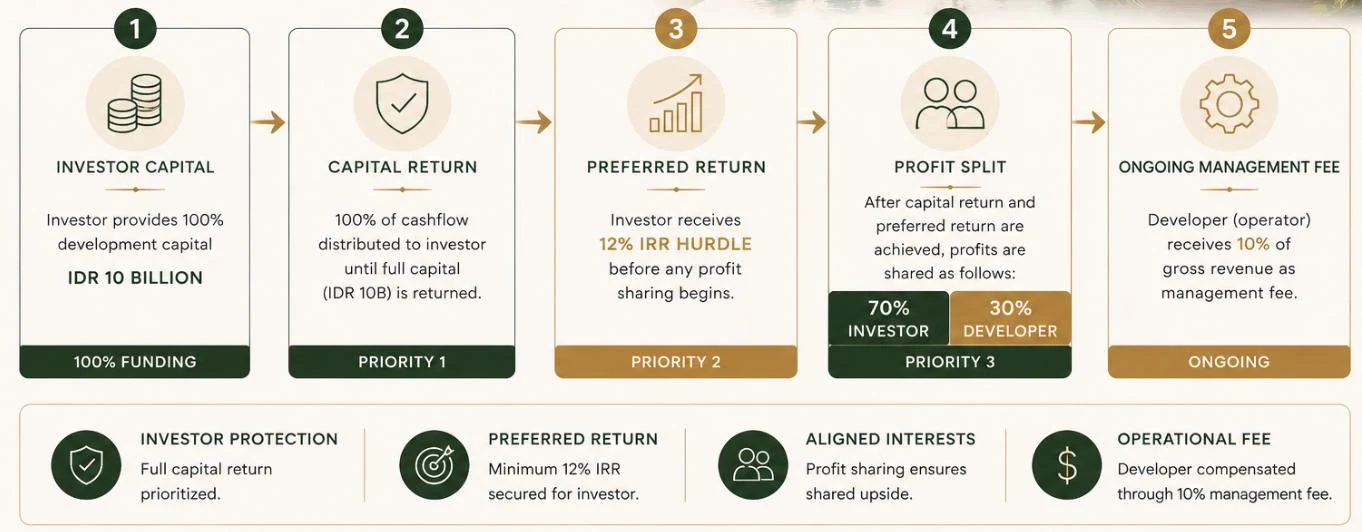Tevah Suite Ubud — Investment Structure Waterfall