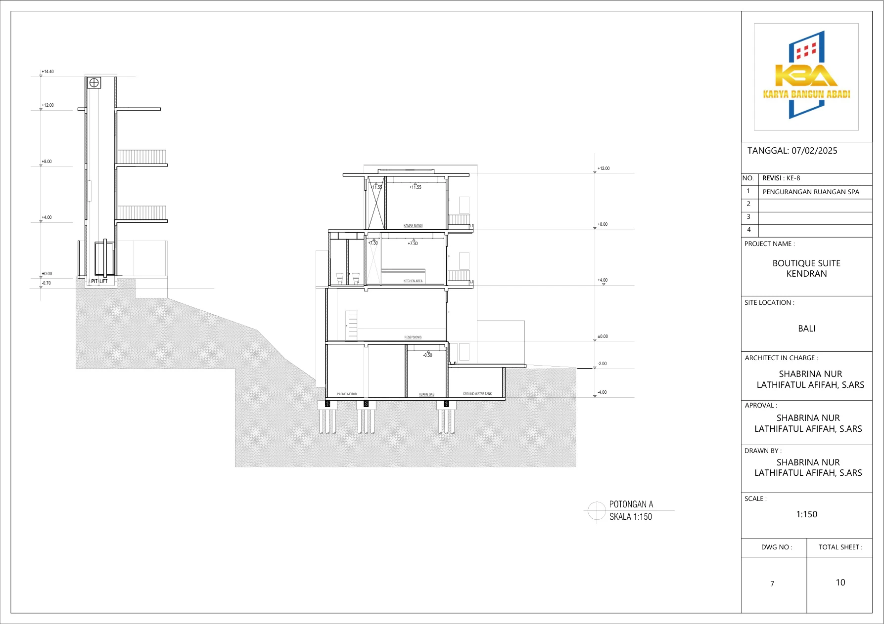 Potongan A — Cross Section A