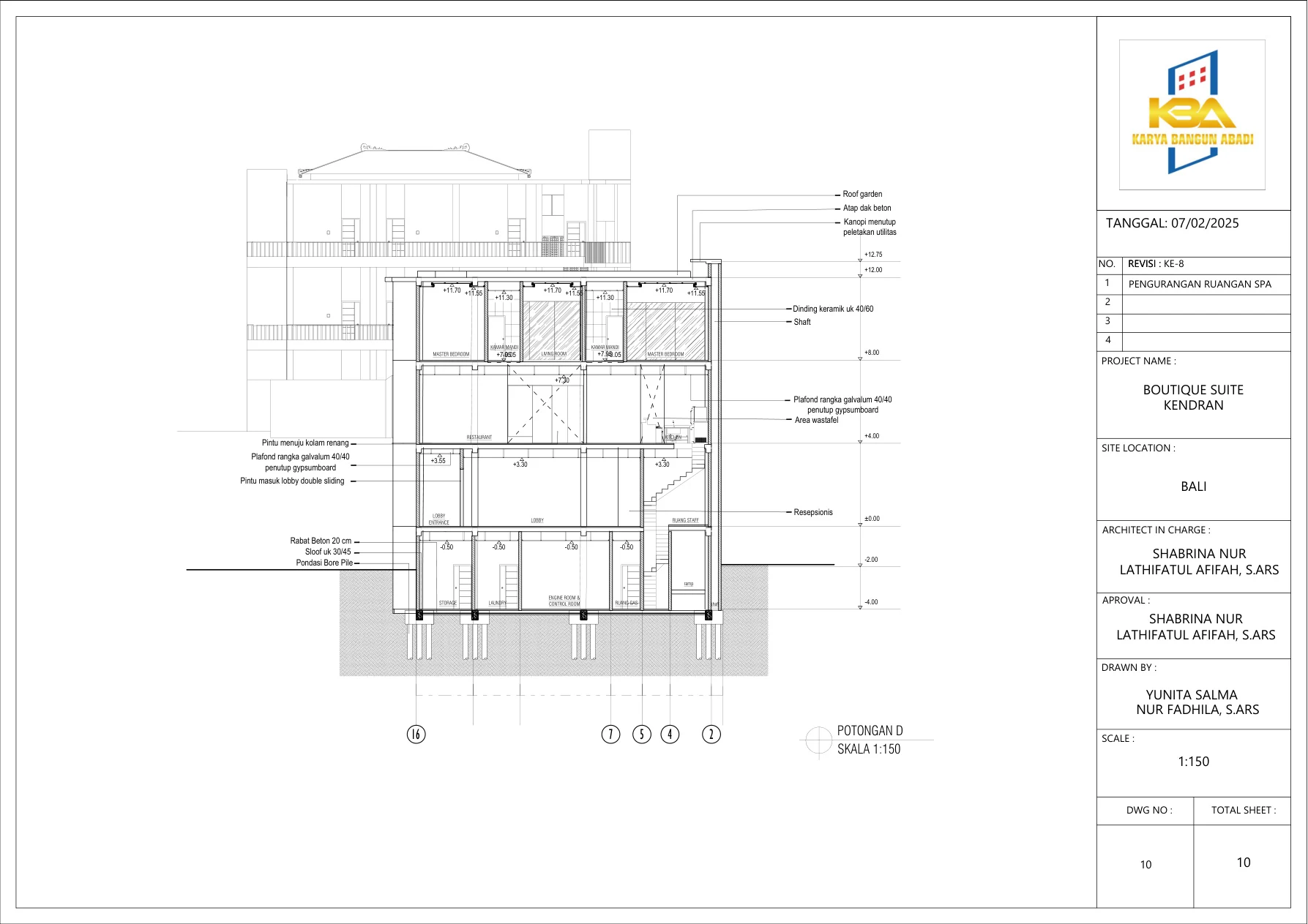 Potongan D — Cross Section D