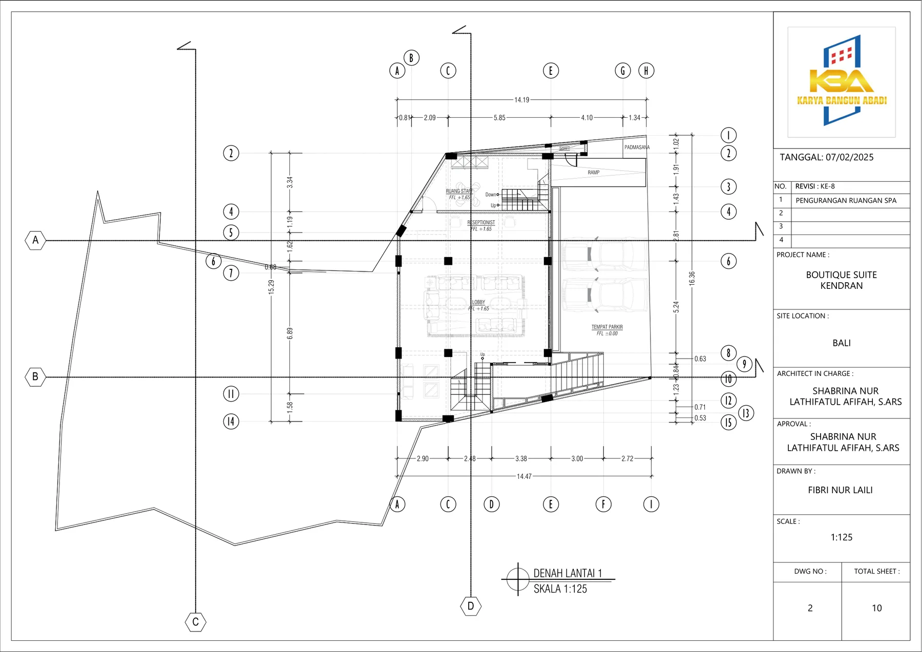 Arrival Level — TEVAH Suite Ubud architectural drawing