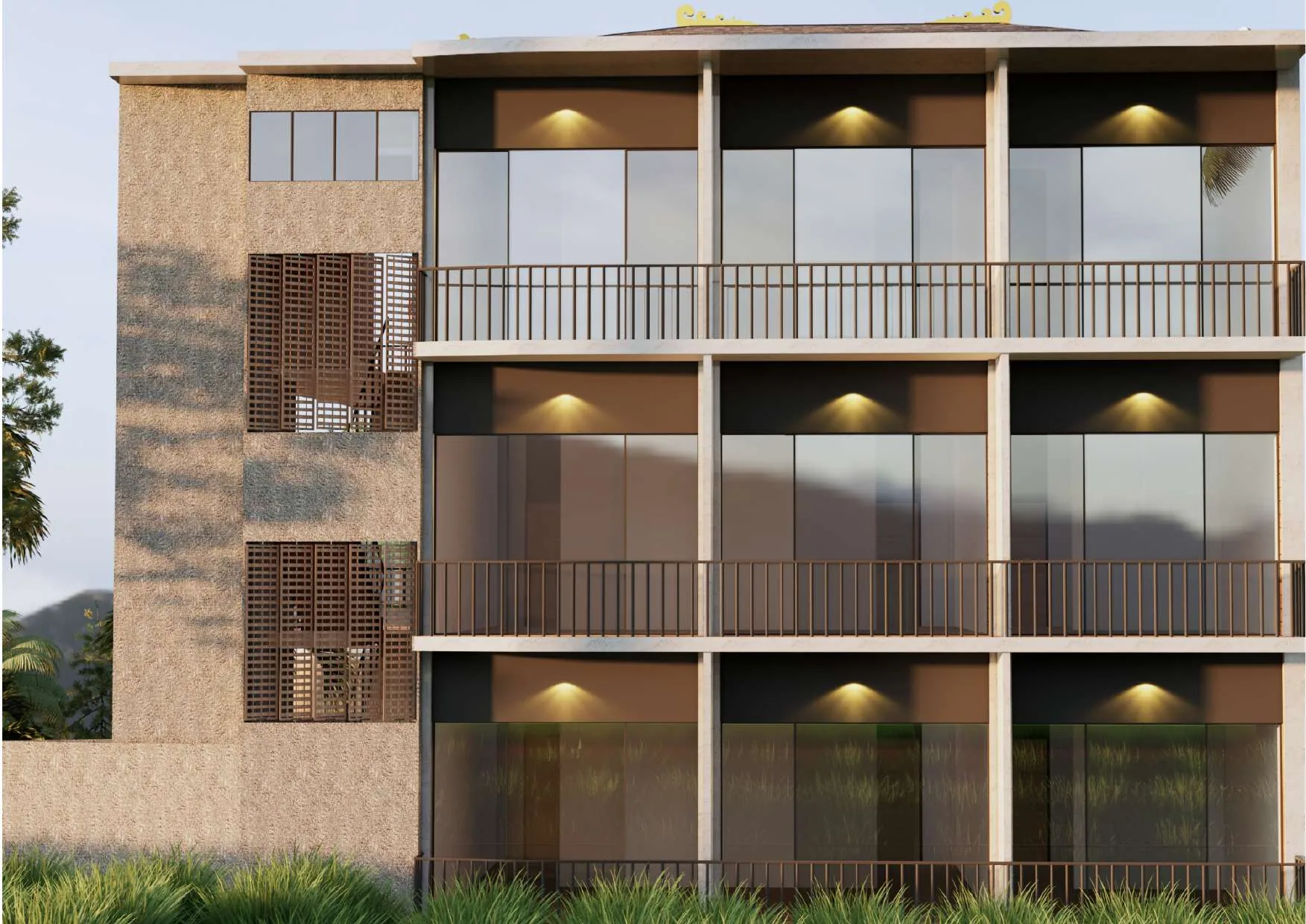 Proposed TEVAH Suite Ubud facade — architectural visualization